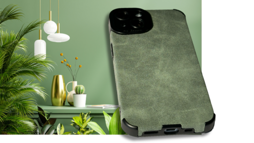 Suède Case Groen iPhone 14